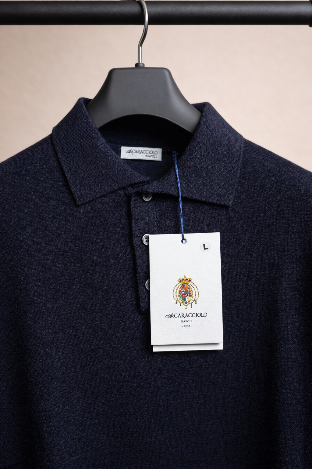 Sweter Polo Caracciolo Navy Cashwool