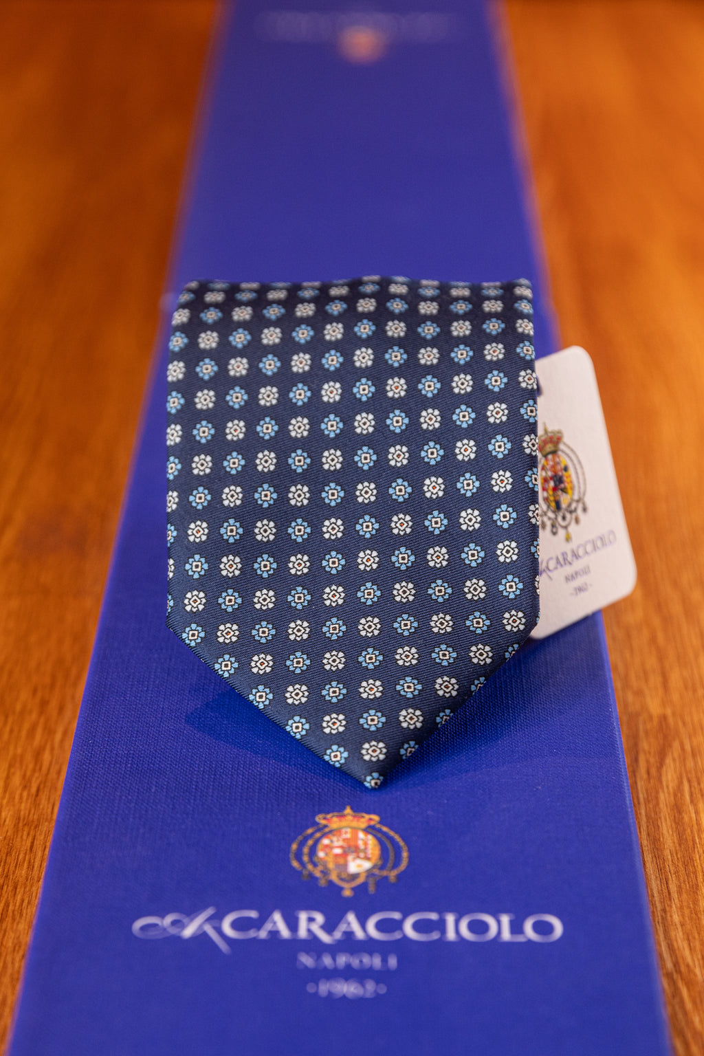 Krawat Caracciolo Navy Flowers