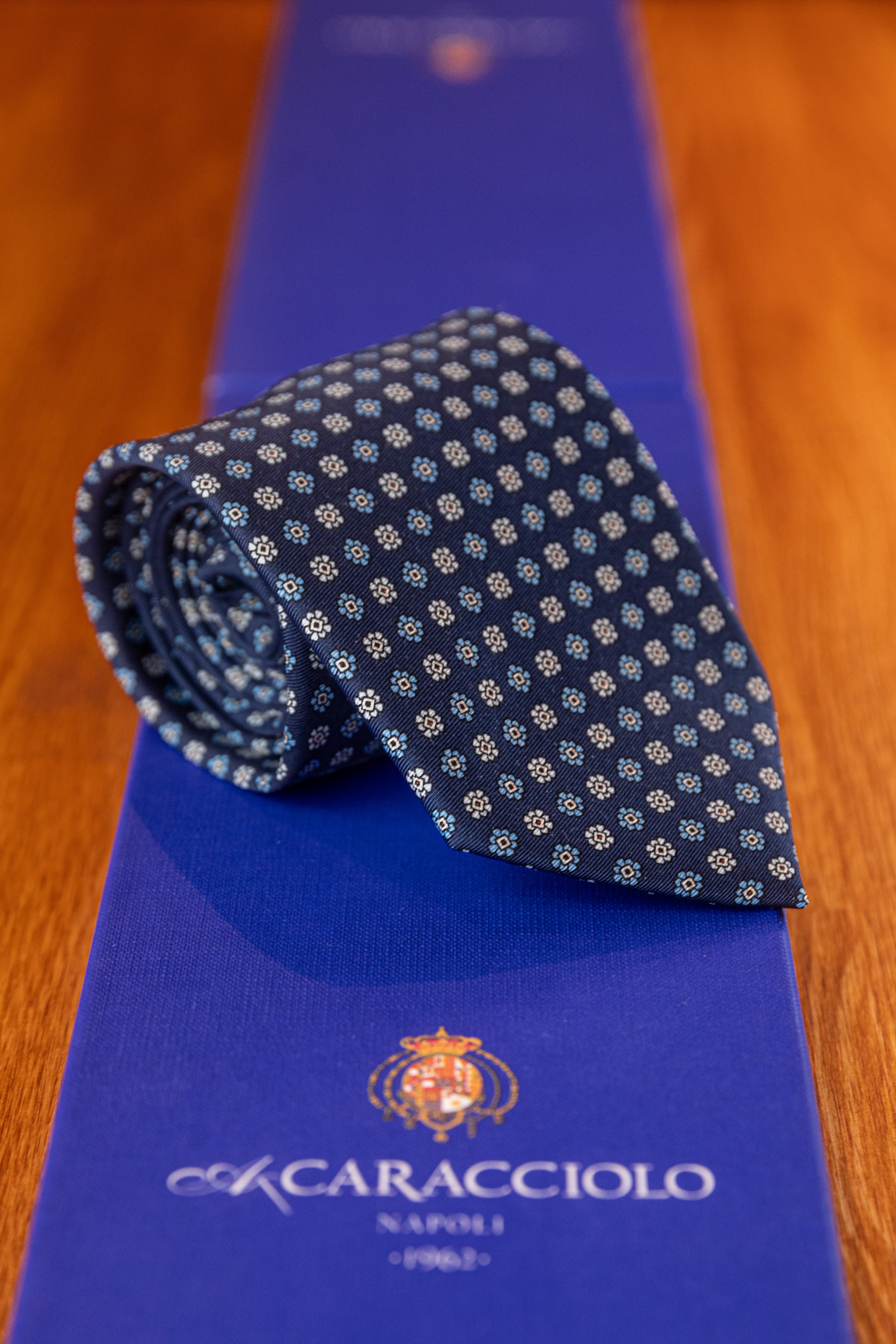Krawat Caracciolo Navy Flowers