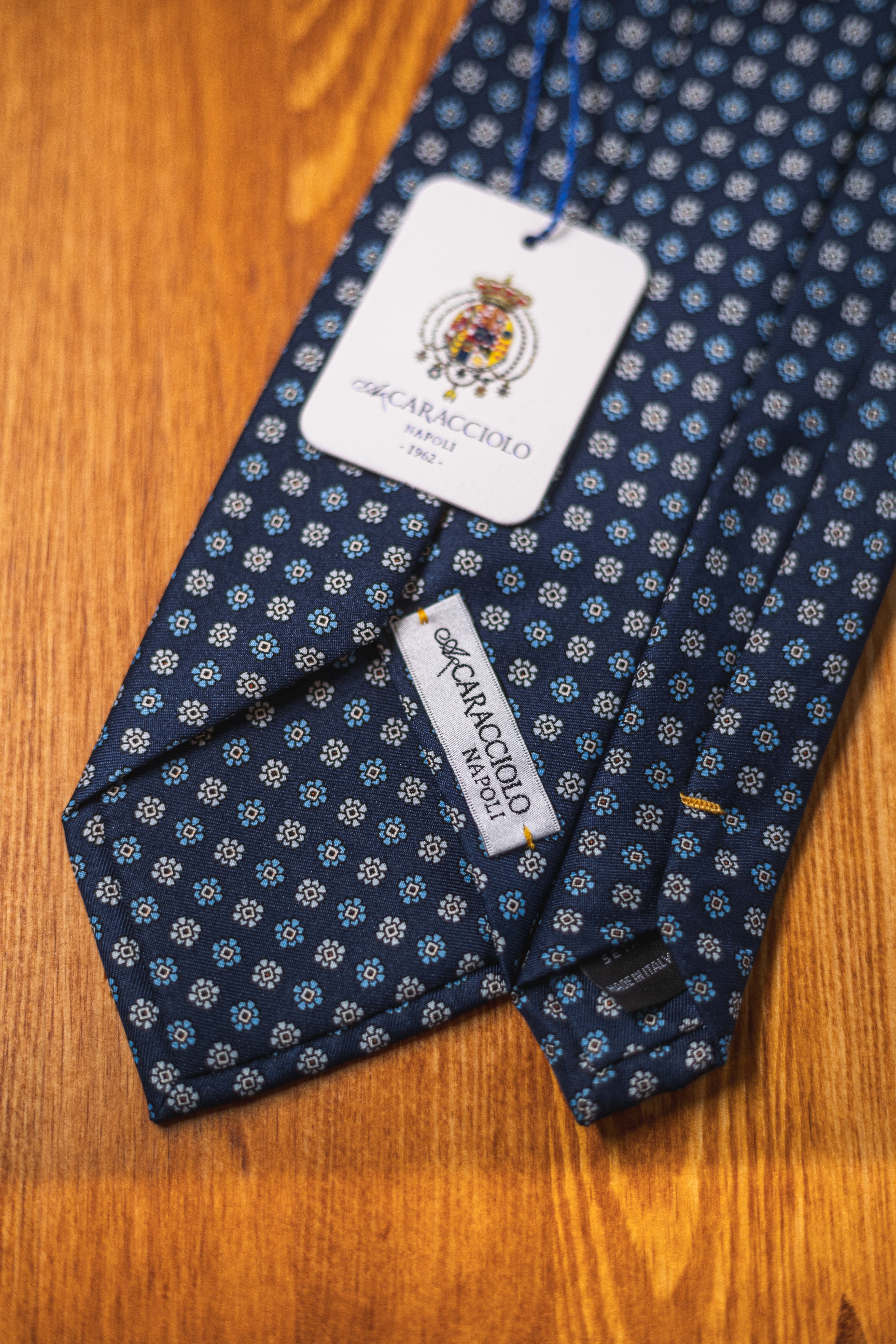 Krawat Caracciolo Navy Flowers