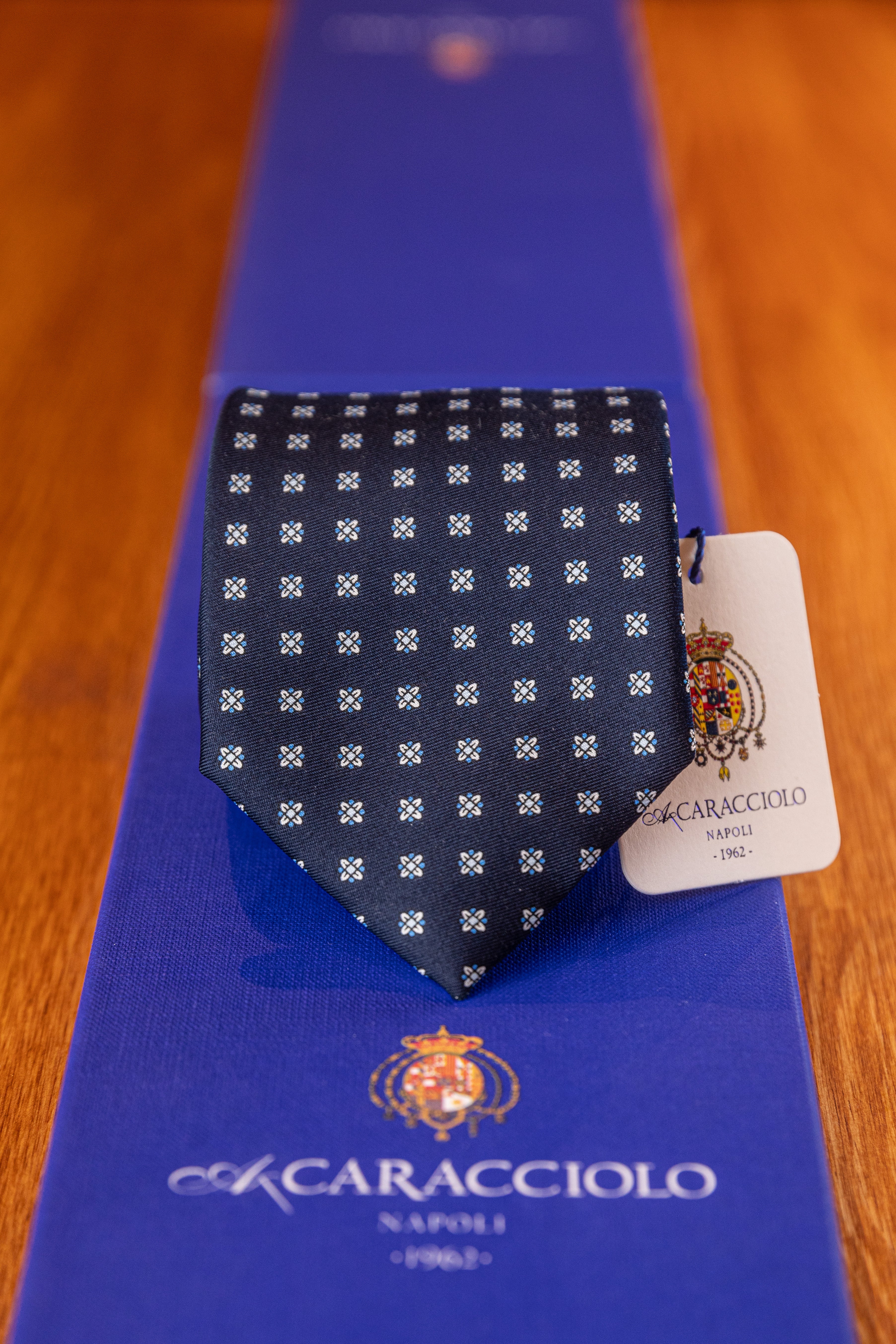 Krawat Caracciolo Navy Flowers 2