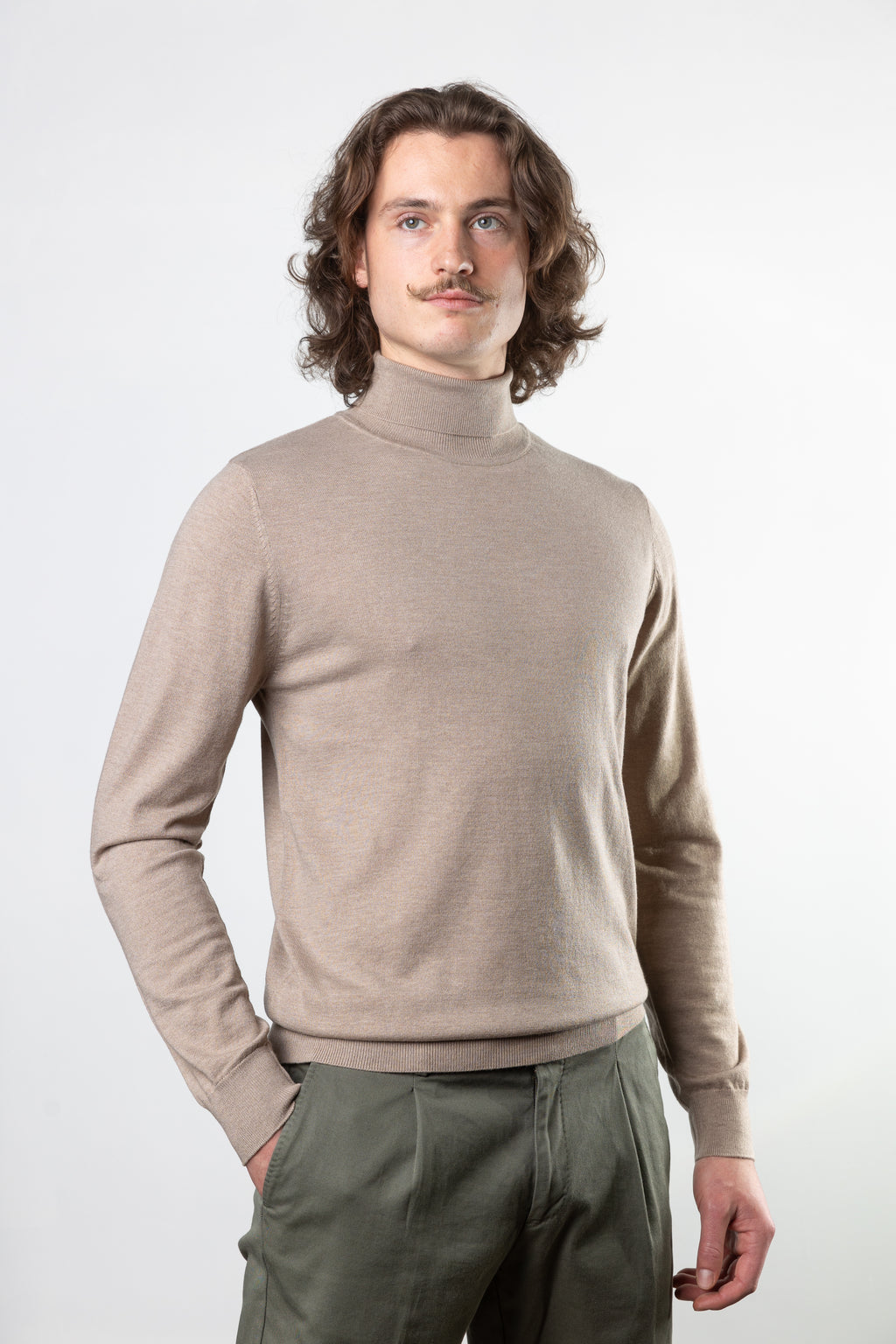 Sweter Z Golfem Caracciolo Beige Cashwool