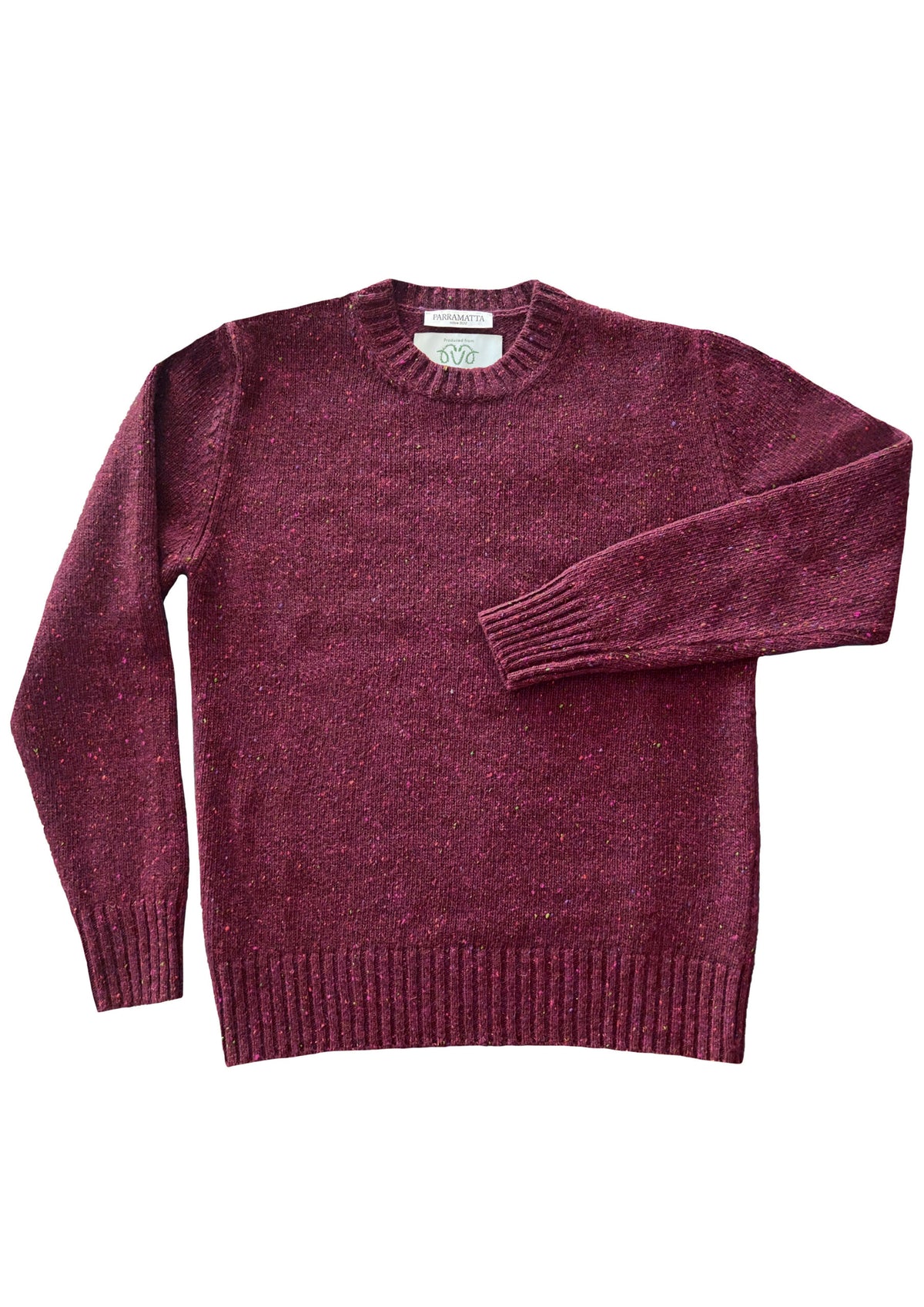 Bordowy Sweter Donegal Tweed z Wełny Merino i Moheru