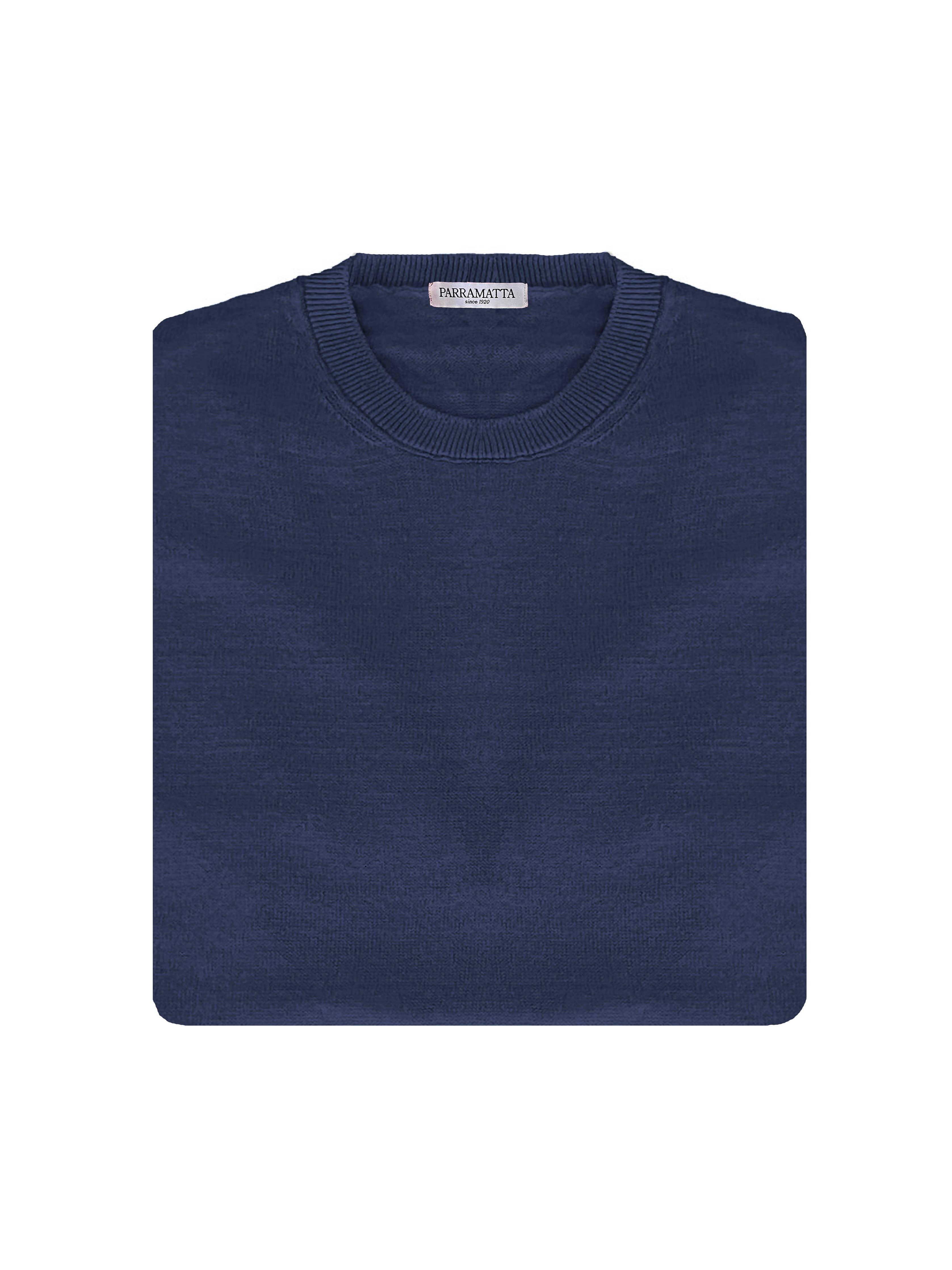 Sweter 100% Organiczny Len Navy – Made in Italy
