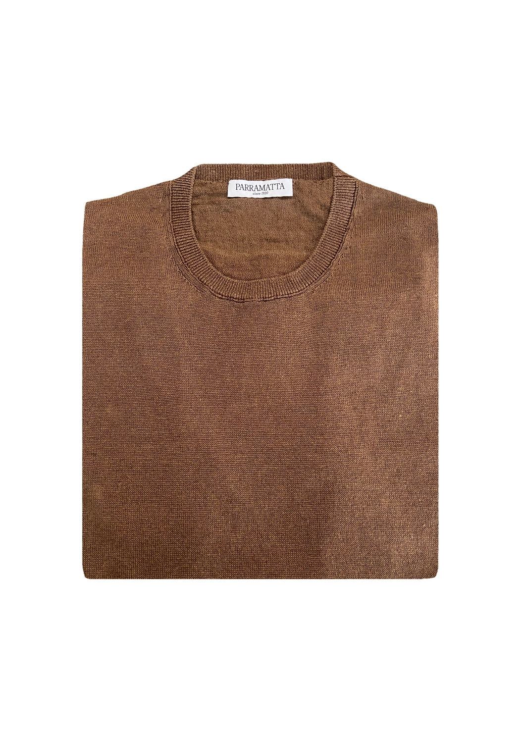 Sweter 100% Organiczny Len Brown – Made in Italy