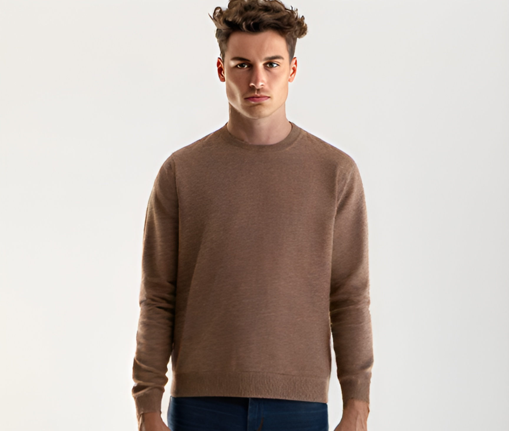 Sweter 100% Organiczny Len Brown – Made in Italy