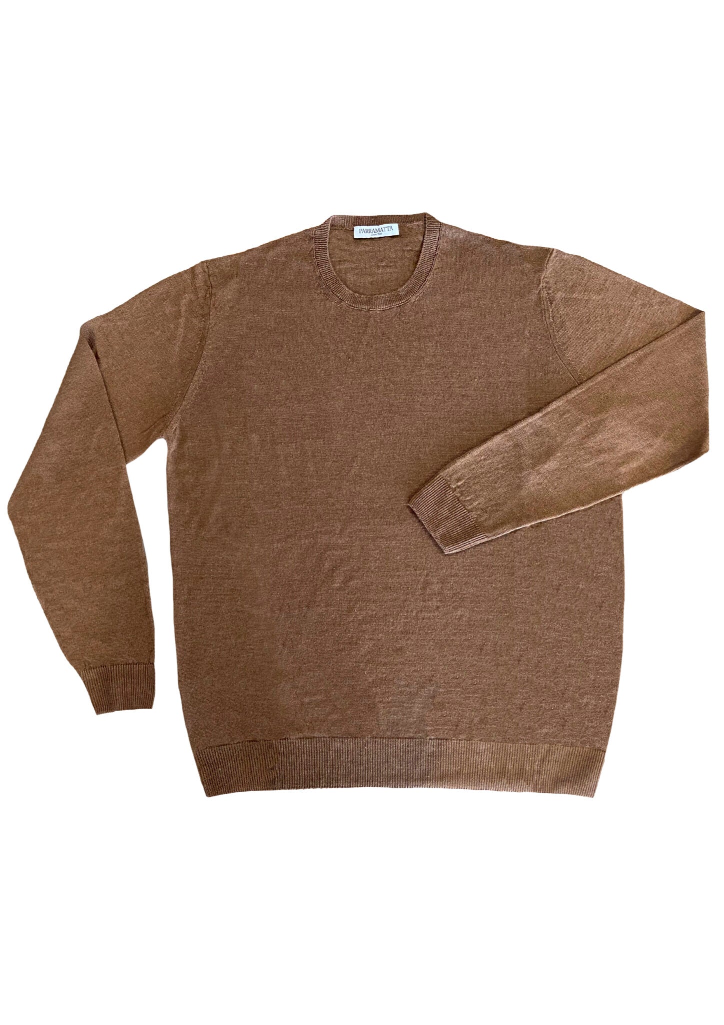 Sweter 100% Organiczny Len Brown – Made in Italy