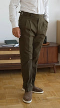 Spodnie Khaki z Wysokim Stanem z Bawełny