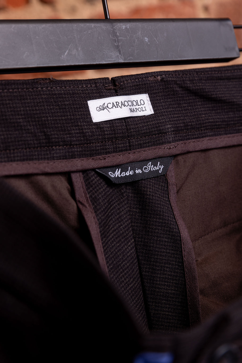 Spodnie Caracciolo Brown Pleated Matowa Flanela