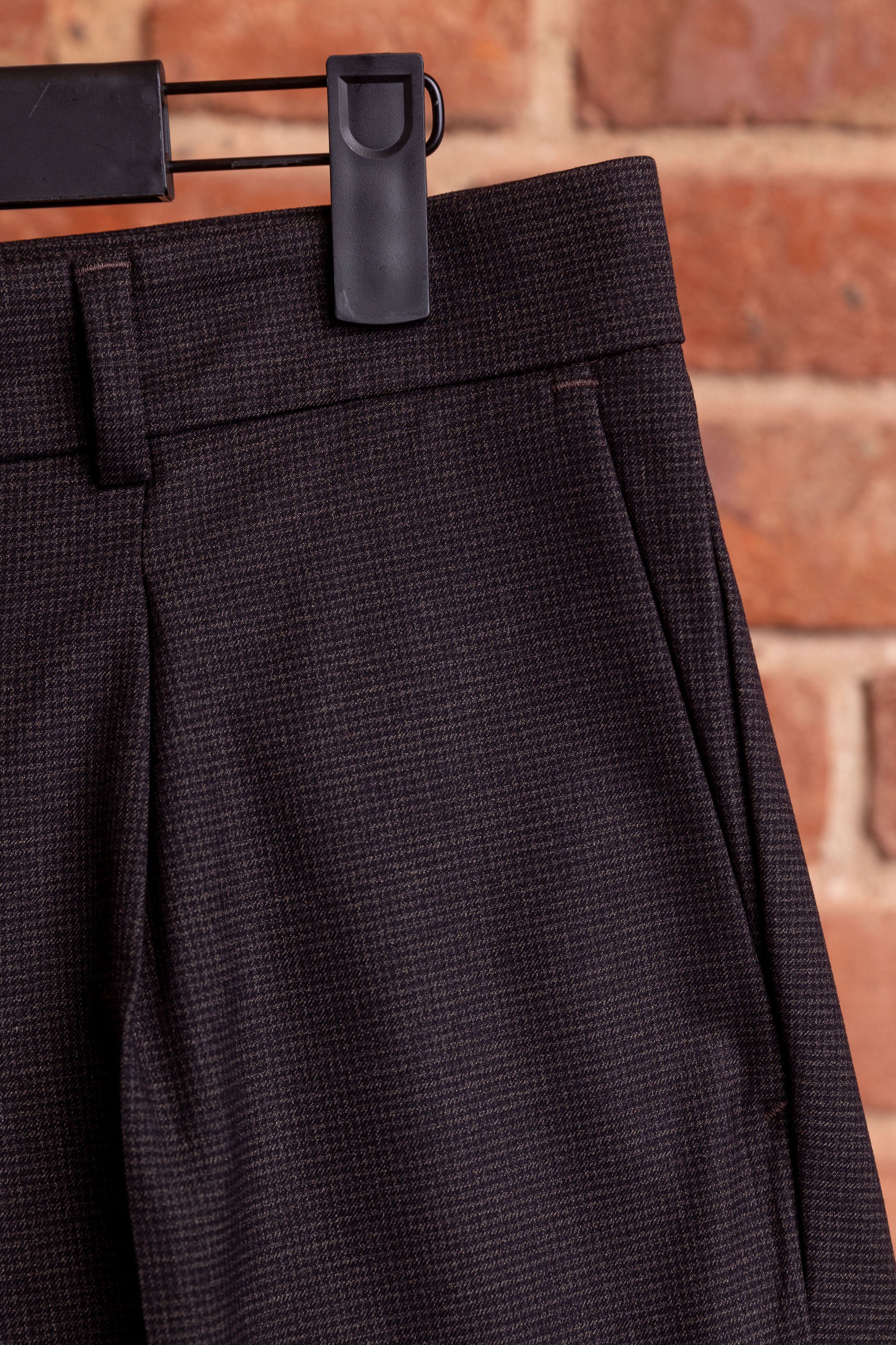 Spodnie Caracciolo Brown Pleated Matowa Flanela