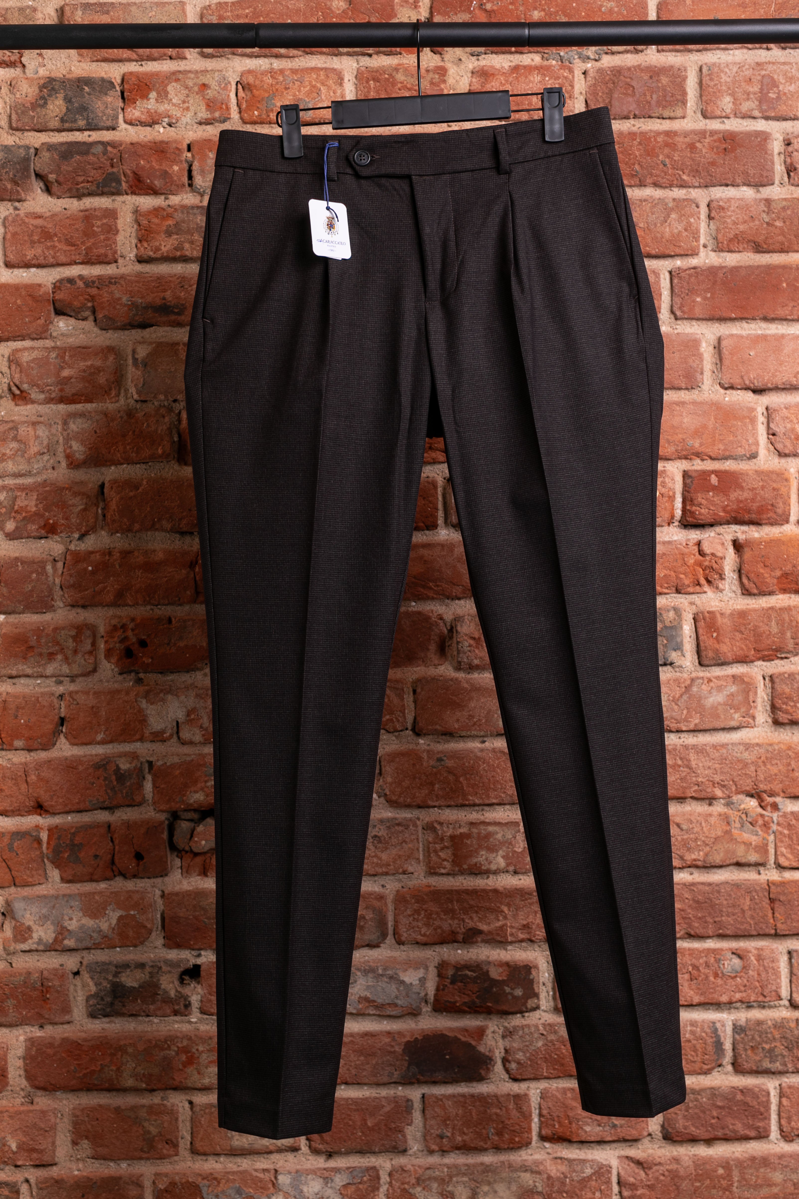 Spodnie Caracciolo Brown Pleated Matowa Flanela