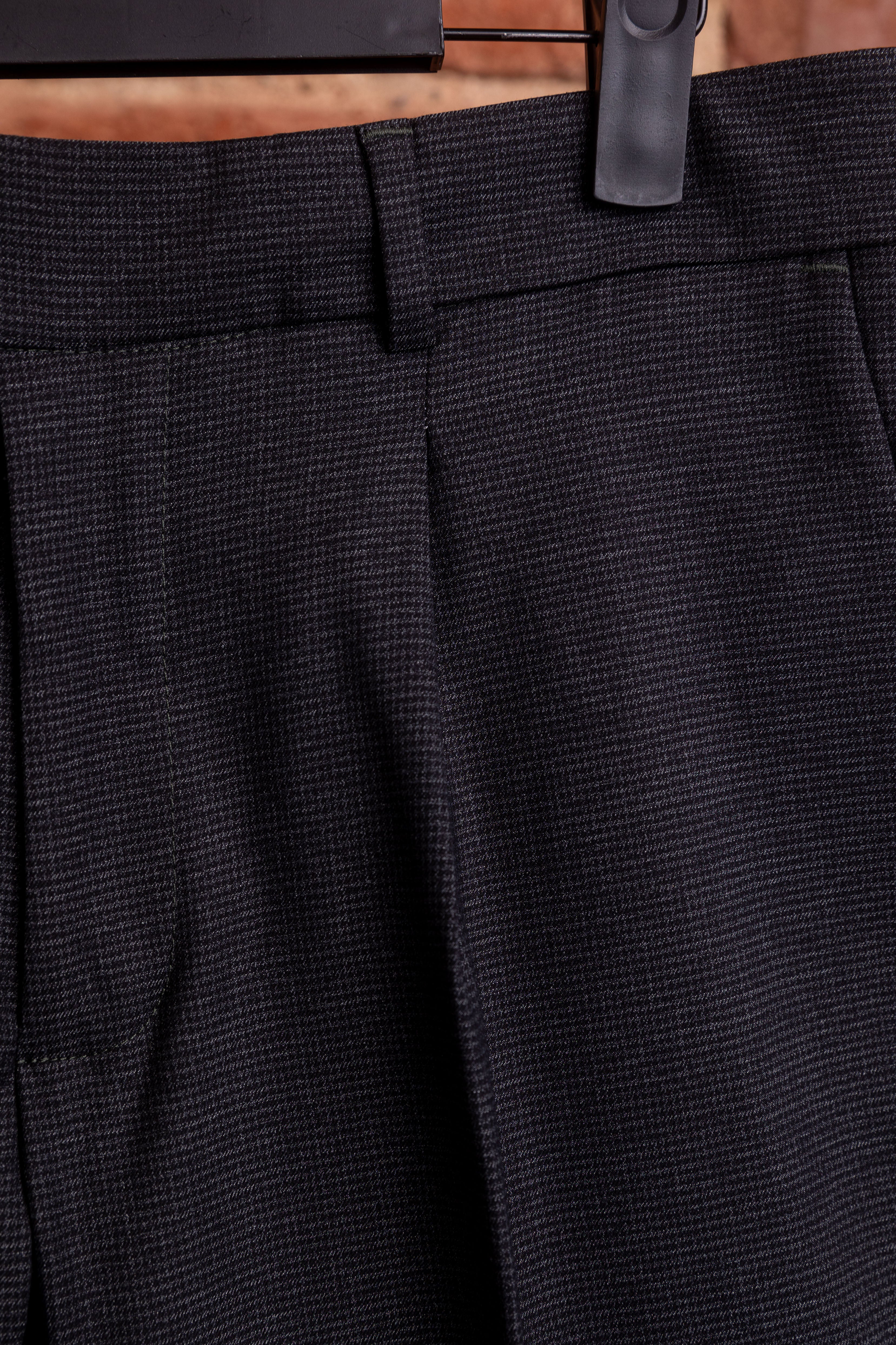 Spodnie Caracciolo Dark Green Pleated Matowa Flanela