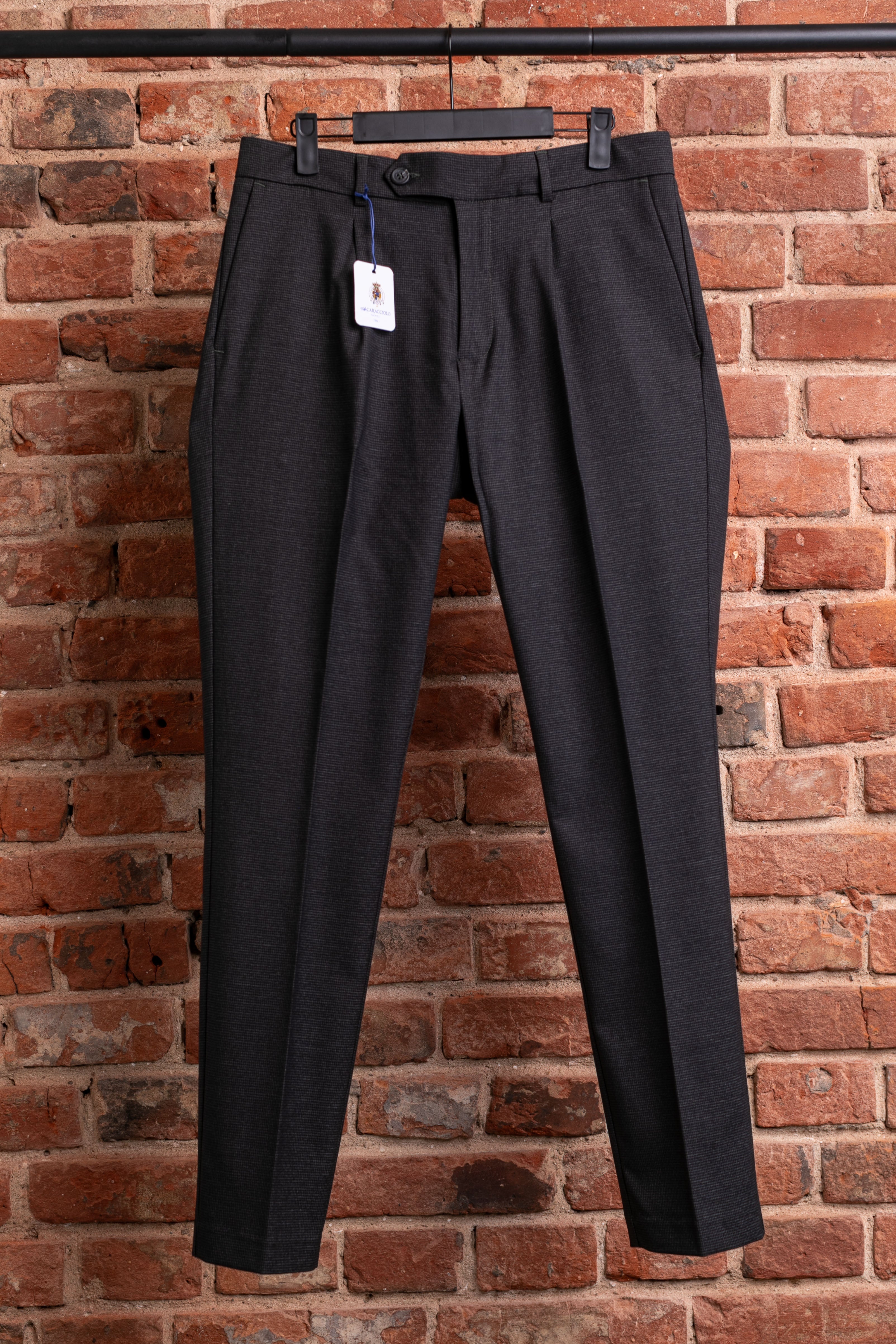 Spodnie Caracciolo Dark Green Pleated Matowa Flanela
