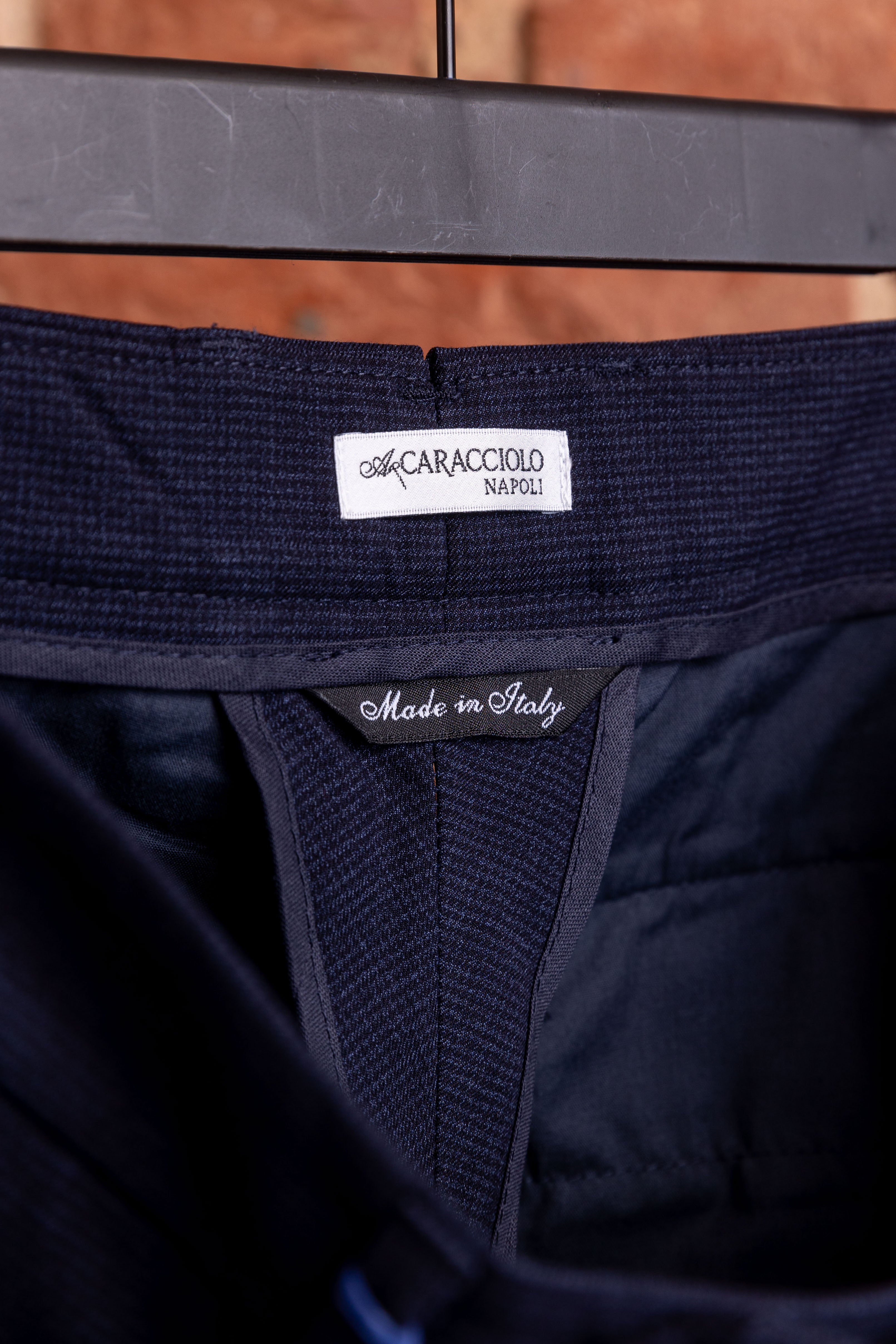 Spodnie Caracciolo Navy Pleated Matowa Flanela