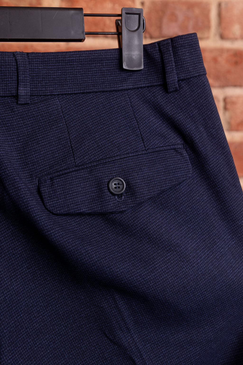 Spodnie Caracciolo Navy Pleated Matowa Flanela