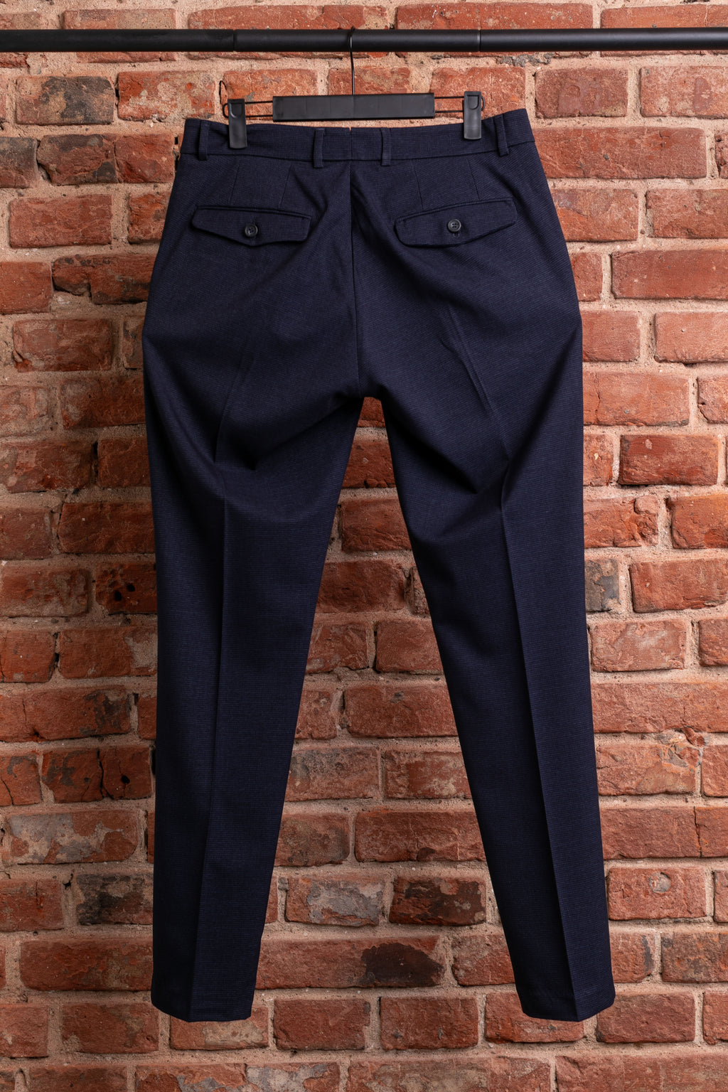 Spodnie Caracciolo Navy Pleated Matowa Flanela