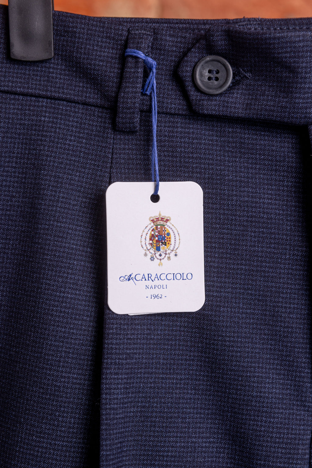 Spodnie Caracciolo Navy Pleated Matowa Flanela