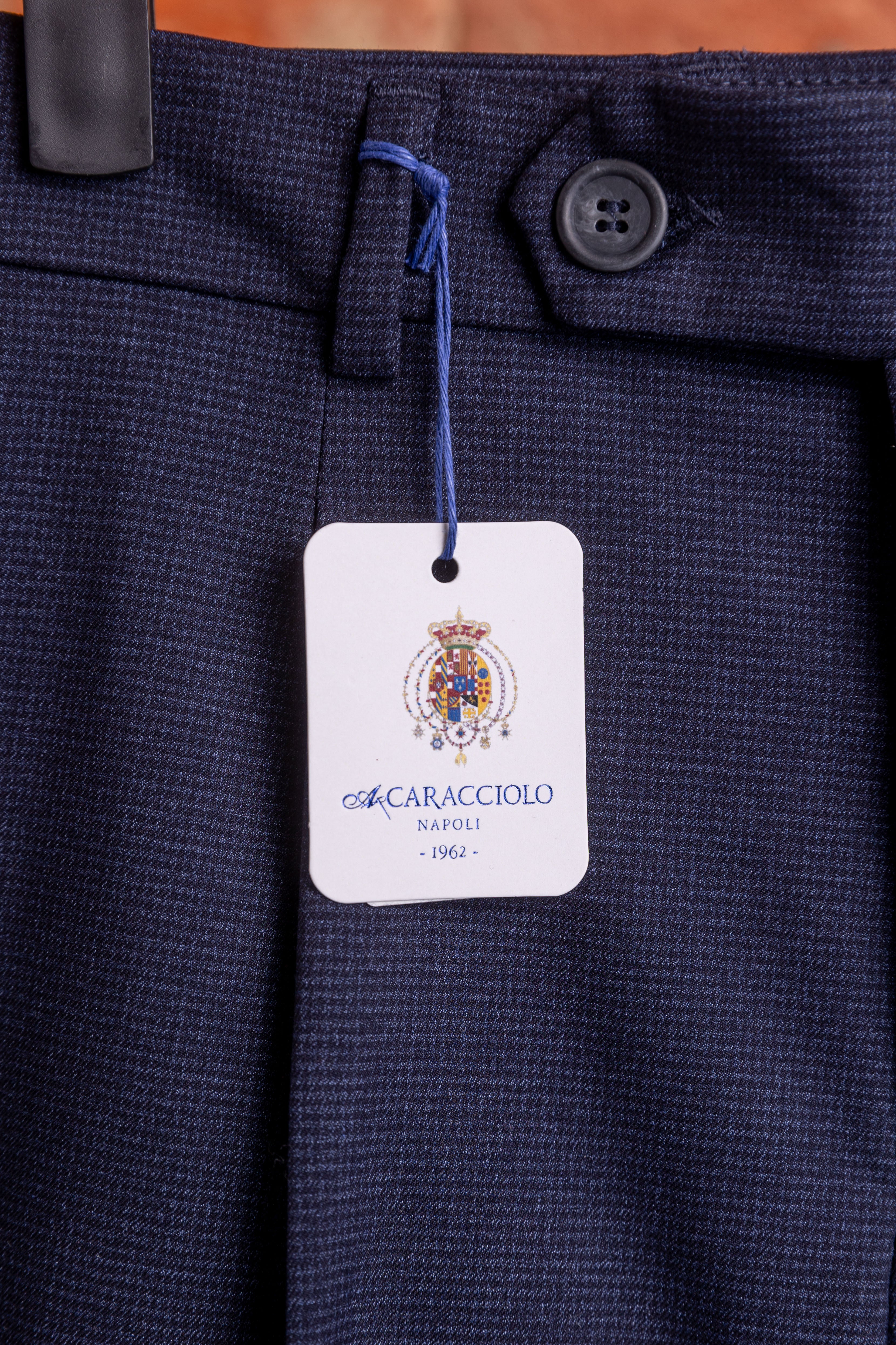 Spodnie Caracciolo Navy Pleated Matowa Flanela