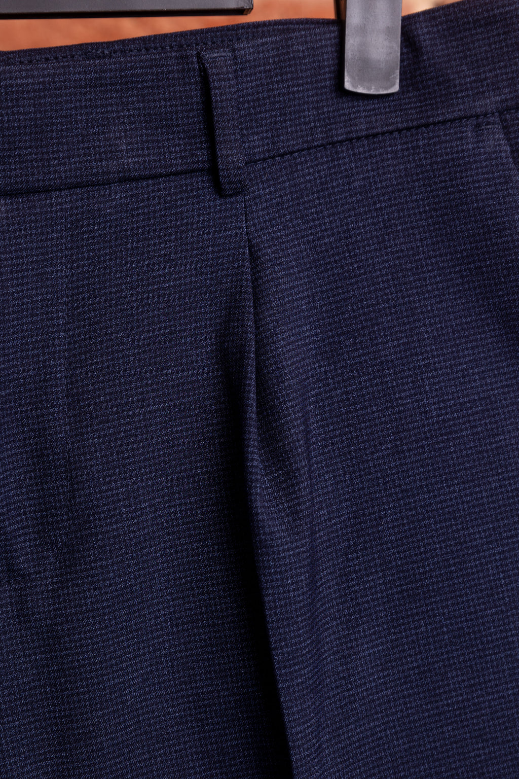 Spodnie Caracciolo Navy Pleated Matowa Flanela