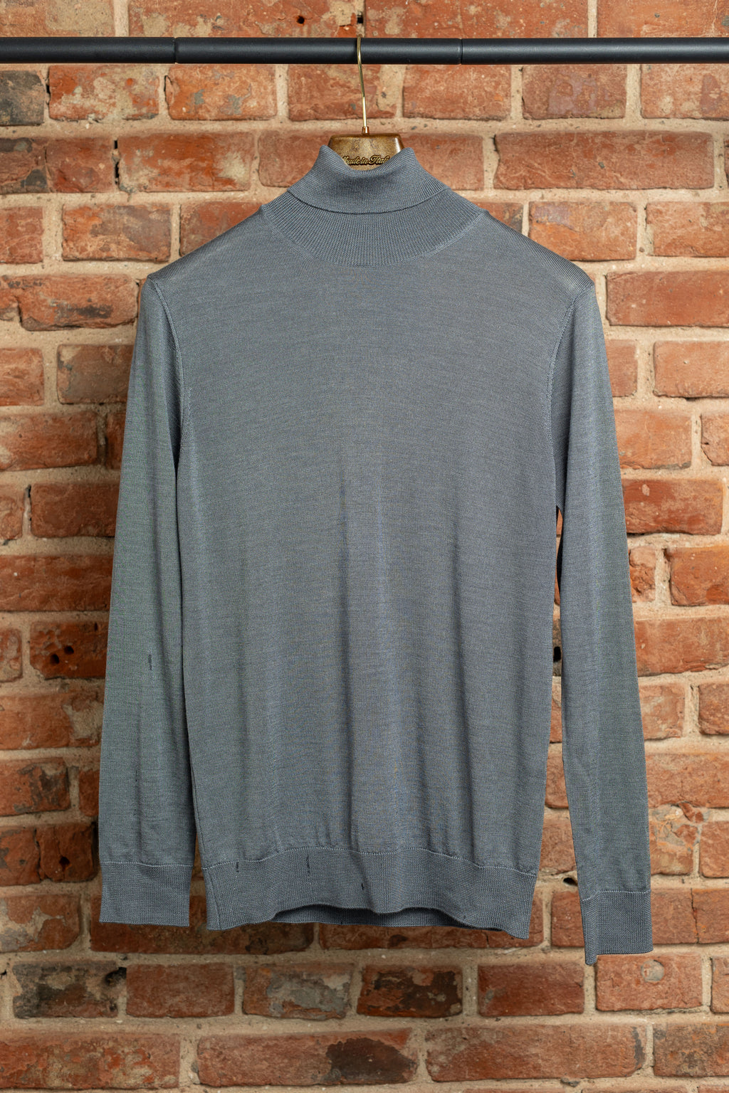 Sweter z Golfem Szary - Wełna Merino + Jedwab