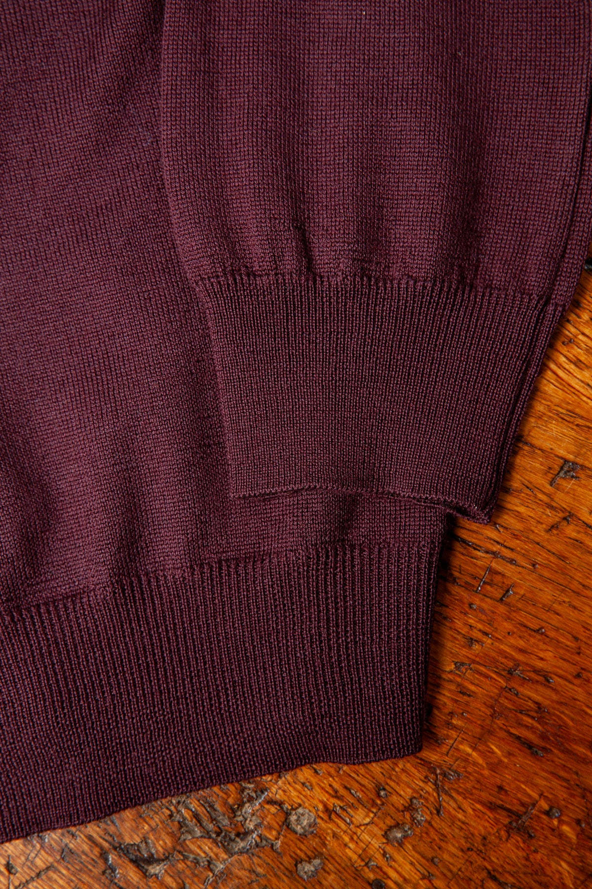 Sweter Half-Zip Bordowy z Wełny Merino