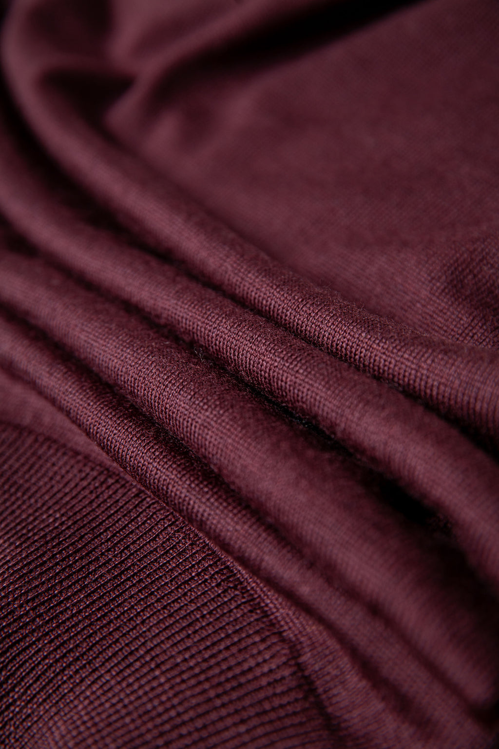 Sweter Half-Zip Bordowy z Wełny Merino