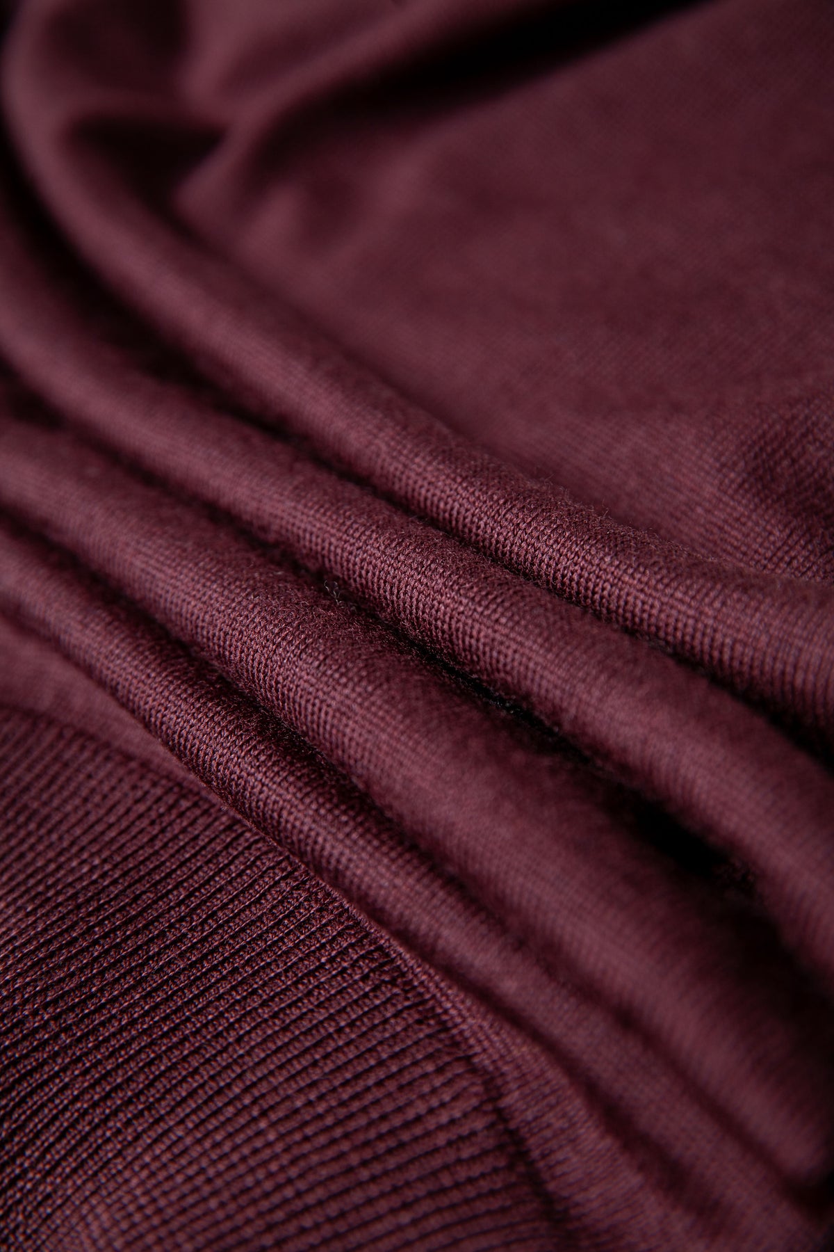 Sweter Half-Zip Bordowy z Wełny Merino