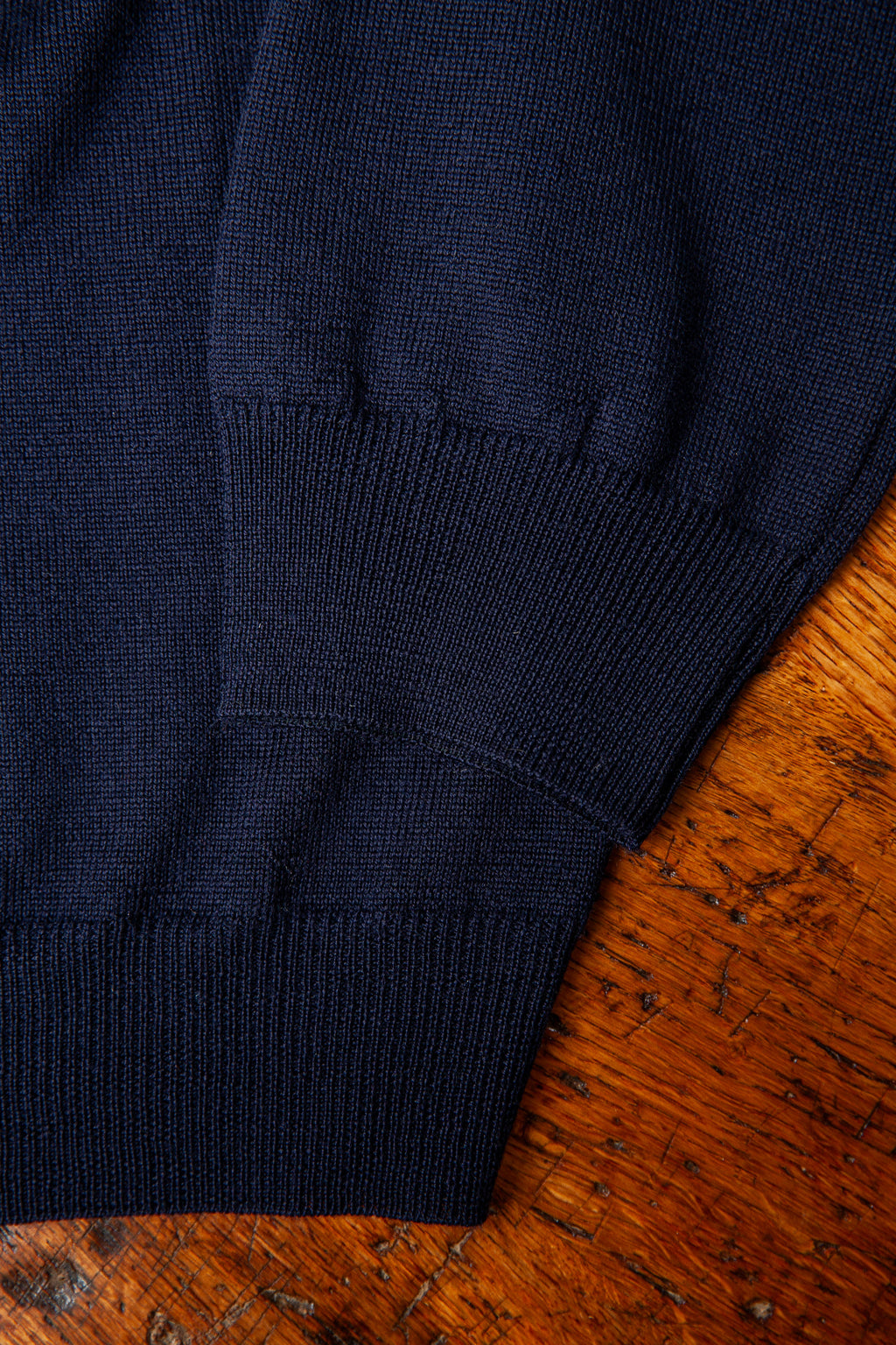 Sweter Half-Zip Granatowy z Wełny Merino