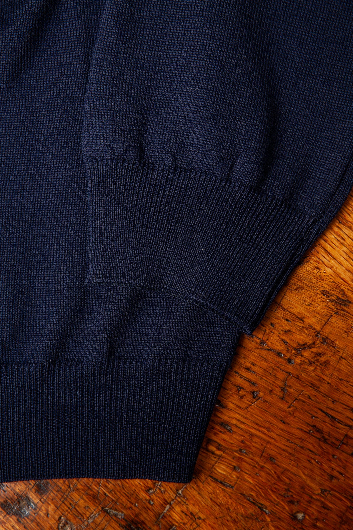 Sweter Half-Zip Granatowy z Wełny Merino