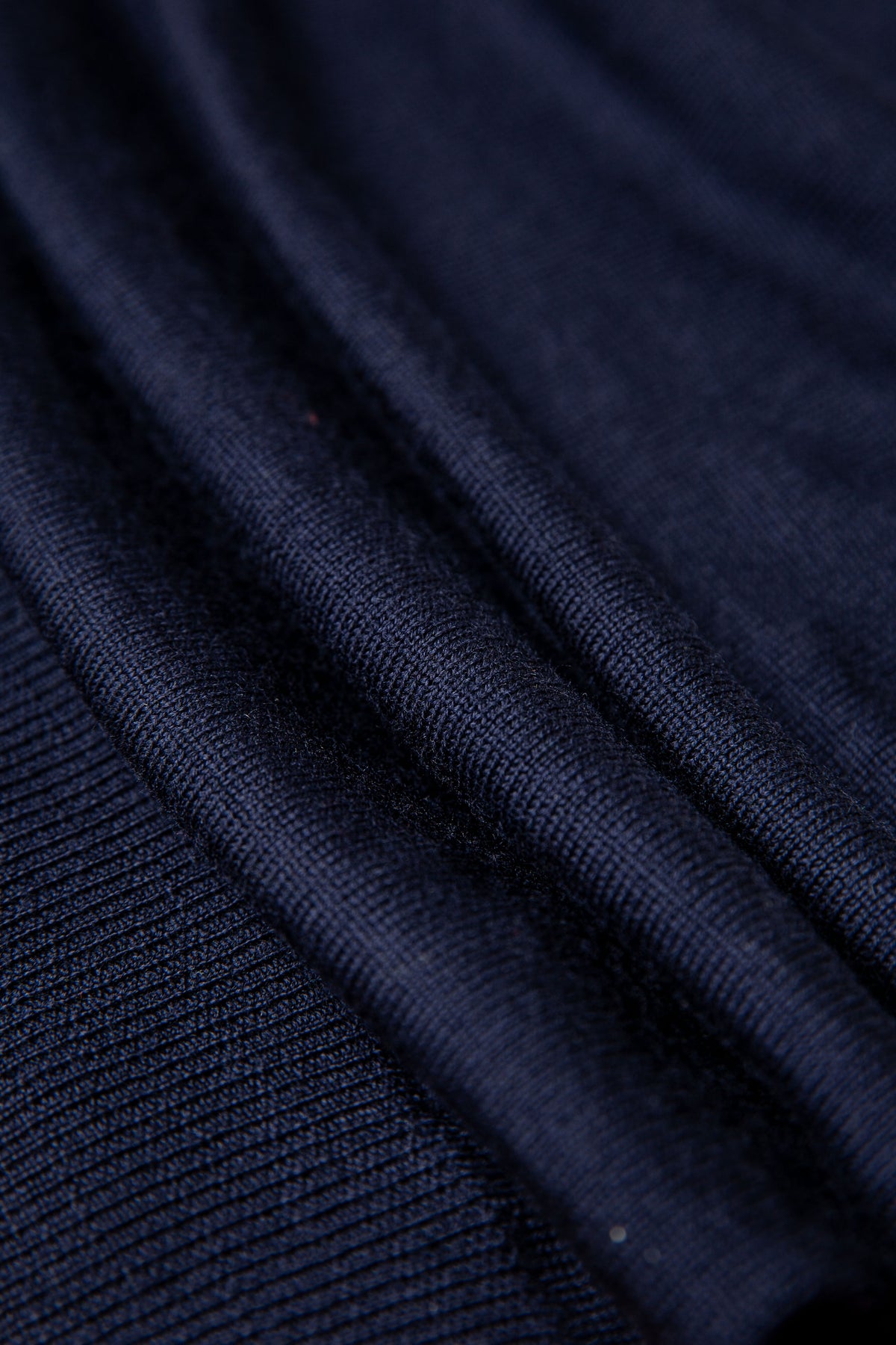Sweter Half-Zip Granatowy z Wełny Merino