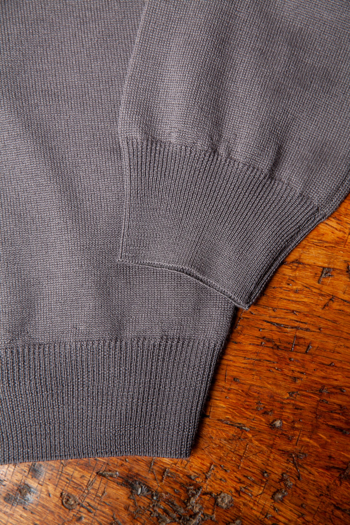 Sweter Half-Zip Ołowiany z Wełny Merino