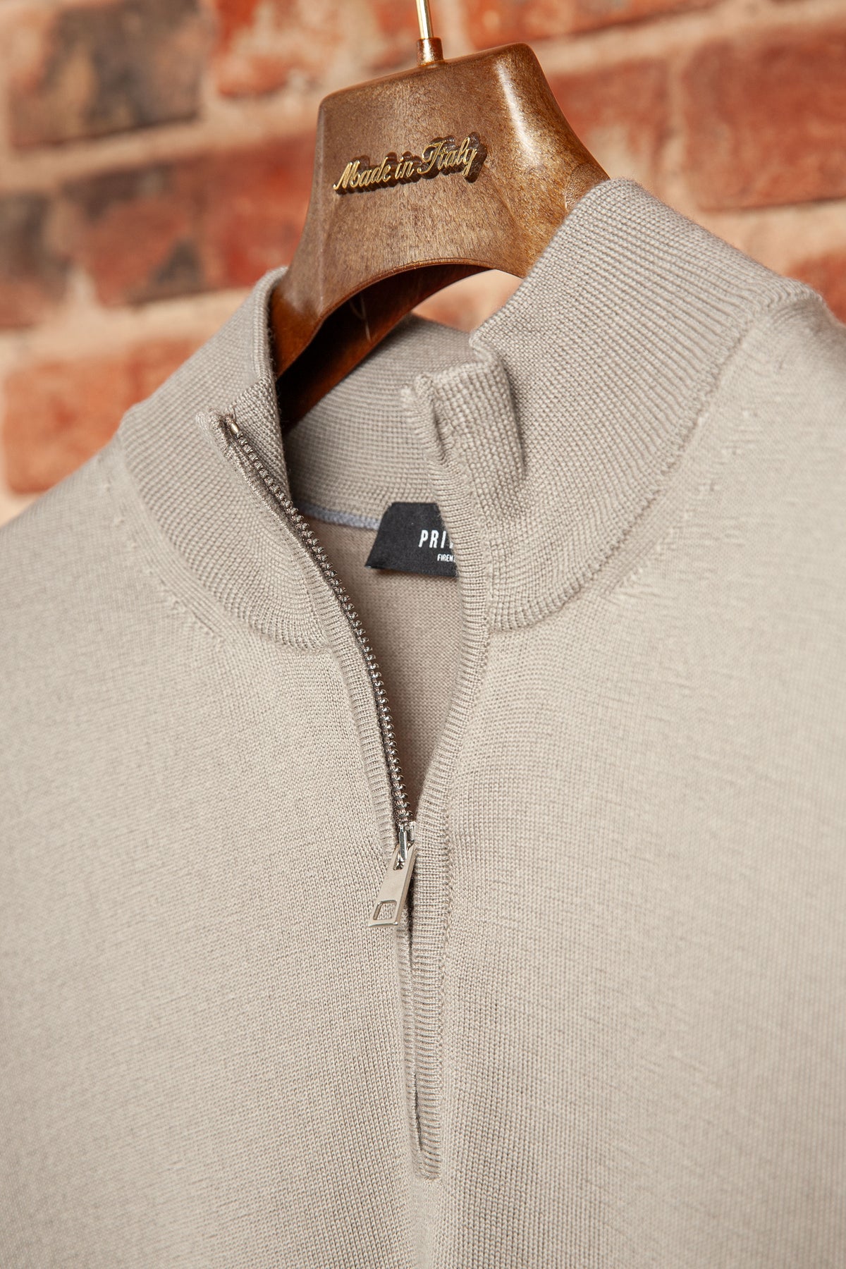Sweter Half-Zip Szałwiowy z Wełny Merino