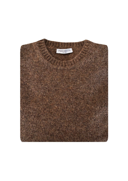 Brązowy Sweter z Brytyjskiej Wełny Owczej