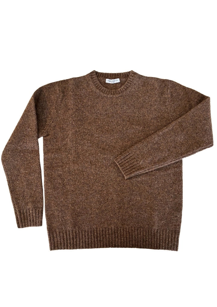 Brązowy Sweter z Brytyjskiej Wełny Owczej